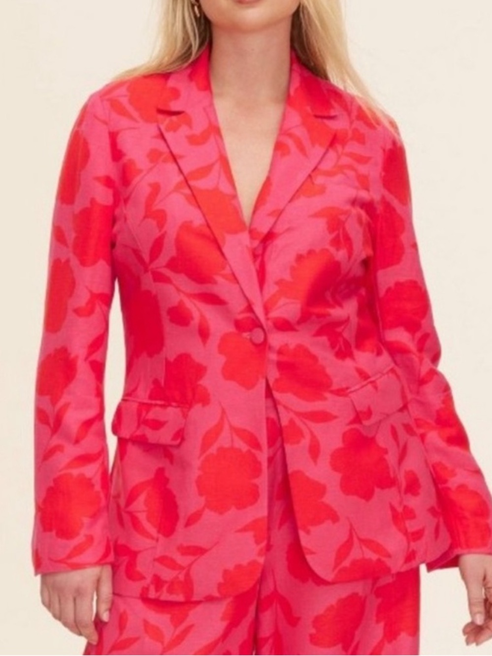 KATE SPADE X TARGET LINEN RED ROSE BLAZER SUIT JACKET XS